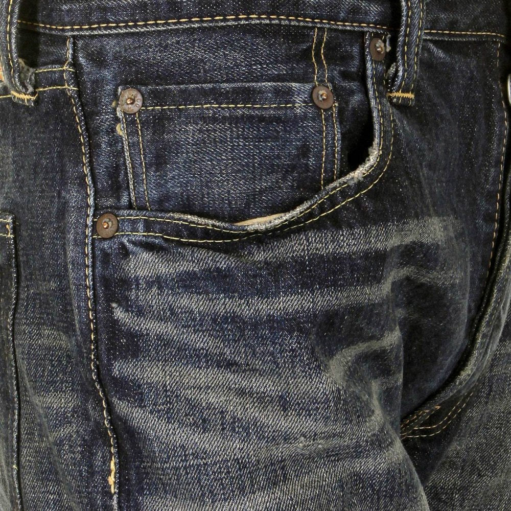 Mens Dark Blue Hard Wash Vintage Cut Japanese Selvedge Denim Jeans SC41947H