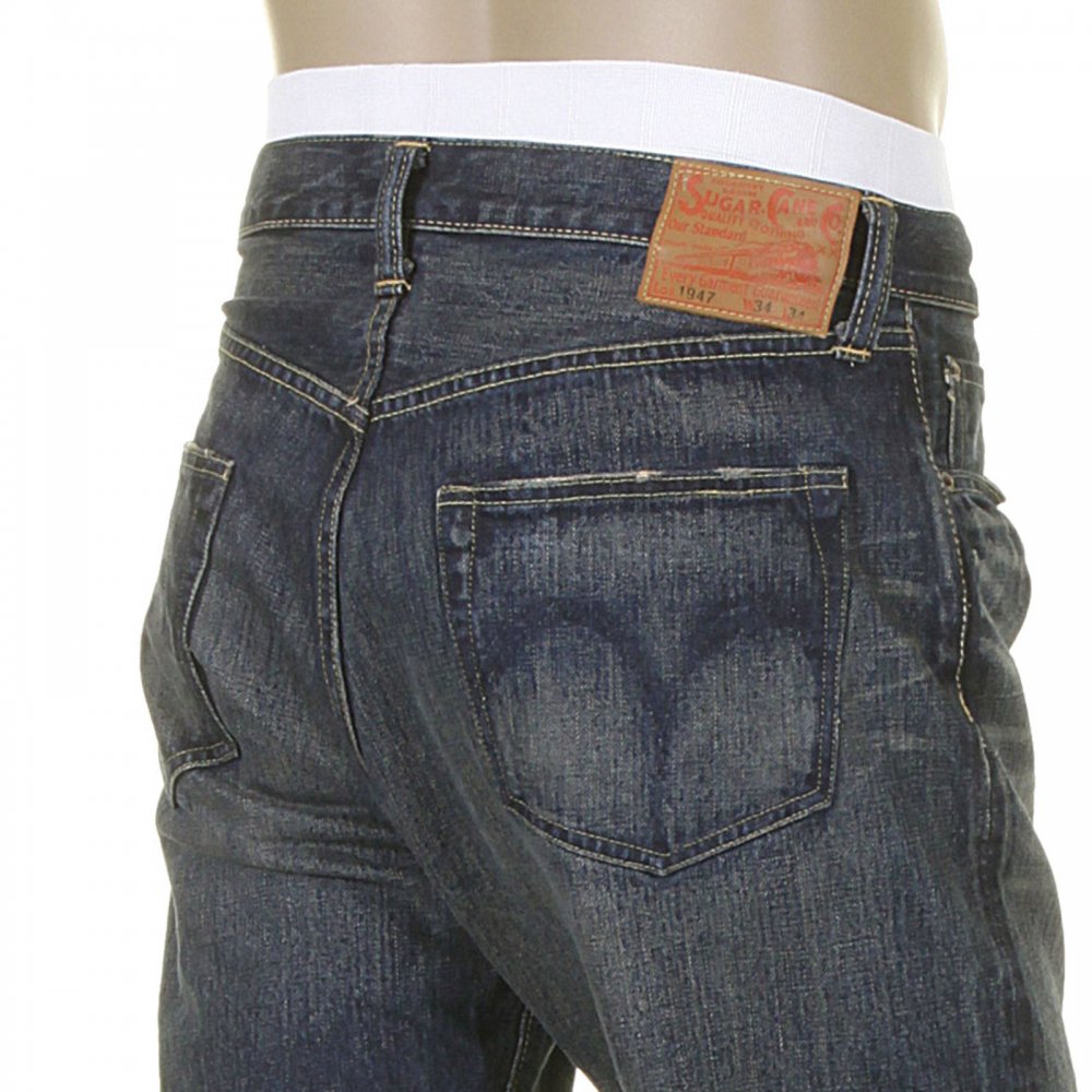Mens Dark Blue Hard Wash Vintage Cut Japanese Selvedge Denim Jeans SC41947H