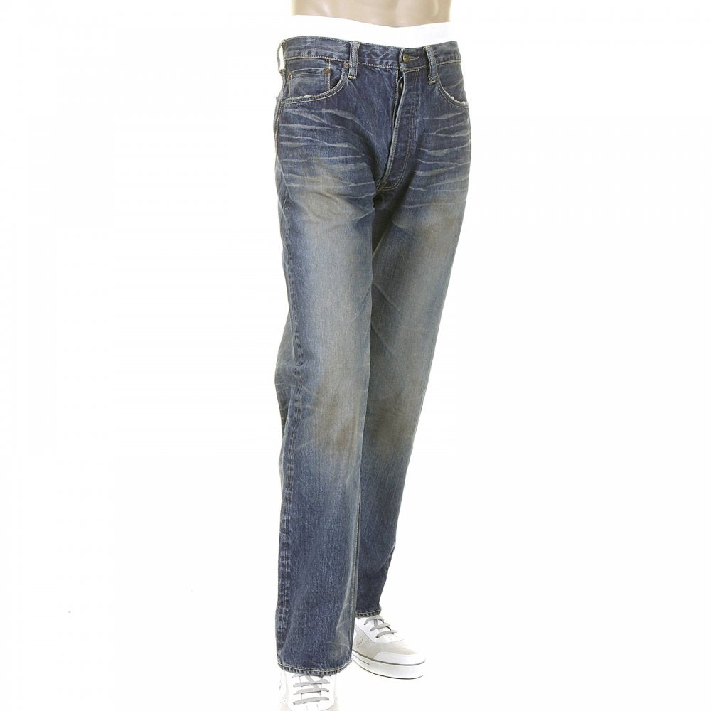 Mens Vintage Cut Union Star Japanese Selvedge Hard Light Wash Denim Jeans SC40065H