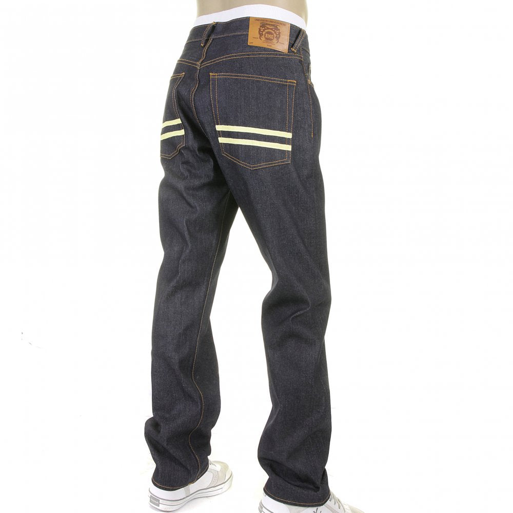 Mens Slim Fit Dark Indigo Selvedge Raw Denim Jeans