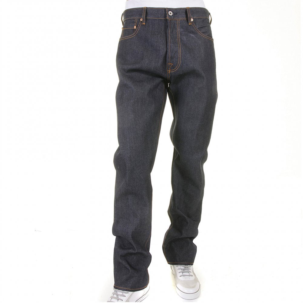 Mens Slim Fit Dark Indigo Selvedge Raw Denim Jeans