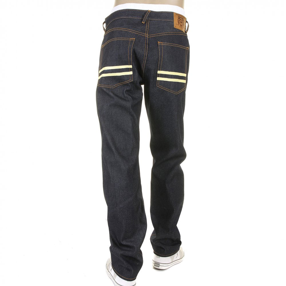 Mens Slim Fit Dark Indigo Selvedge Raw Denim Jeans
