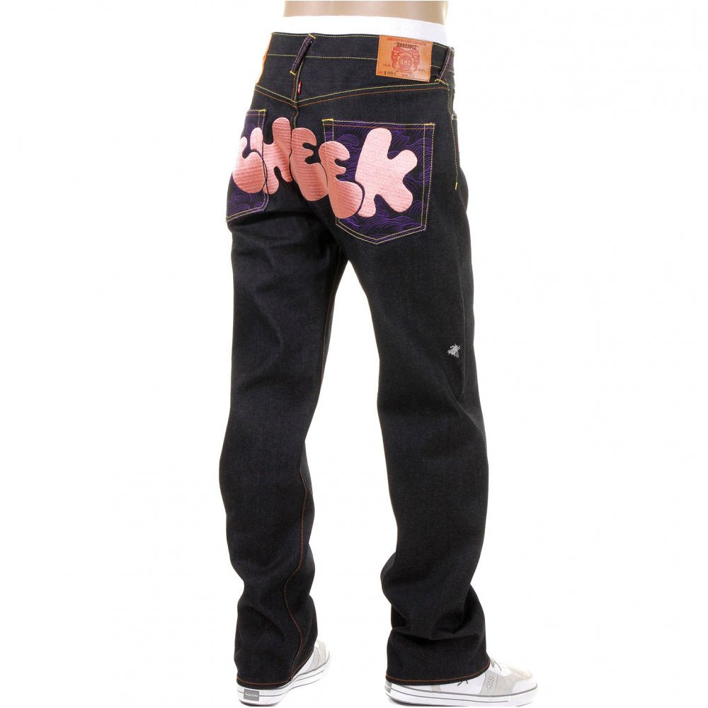 Mens Vintage Cut Dark Indigo Raw Denim Jeans