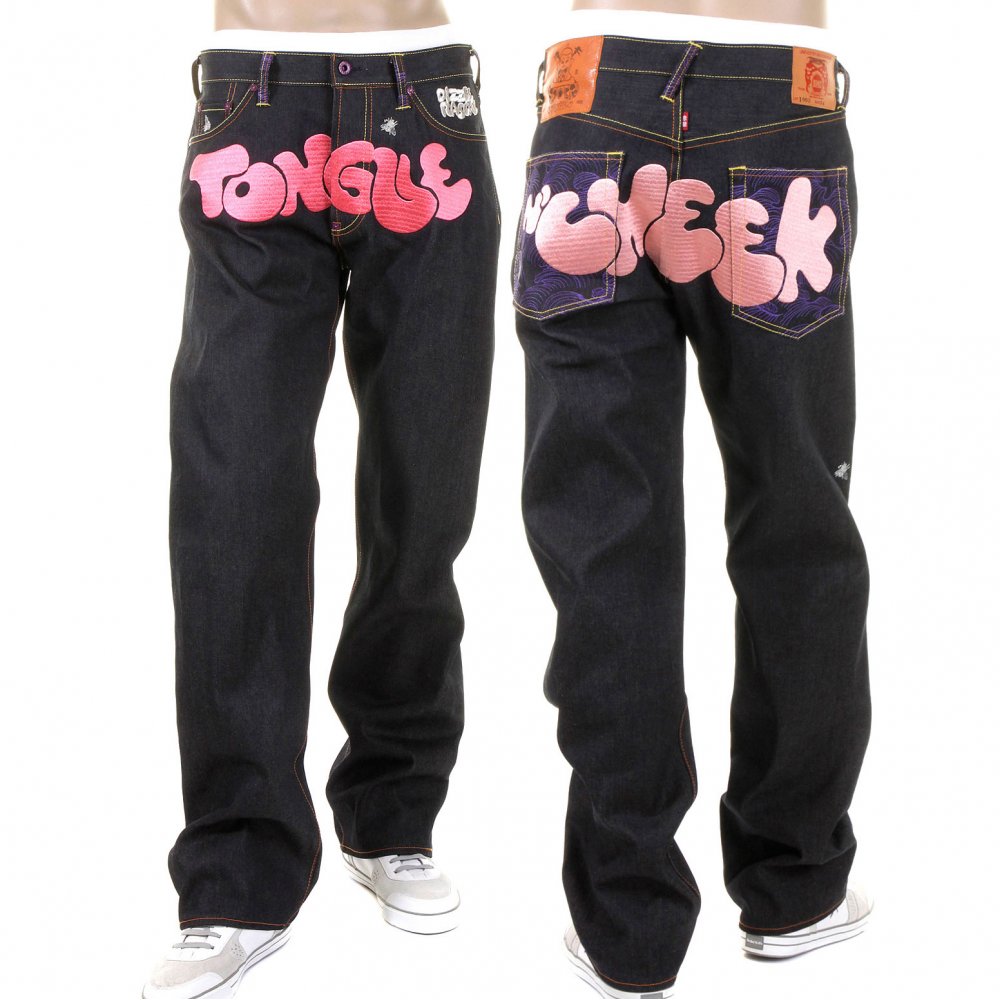 Mens Vintage Cut Dark Indigo Raw Denim Jeans