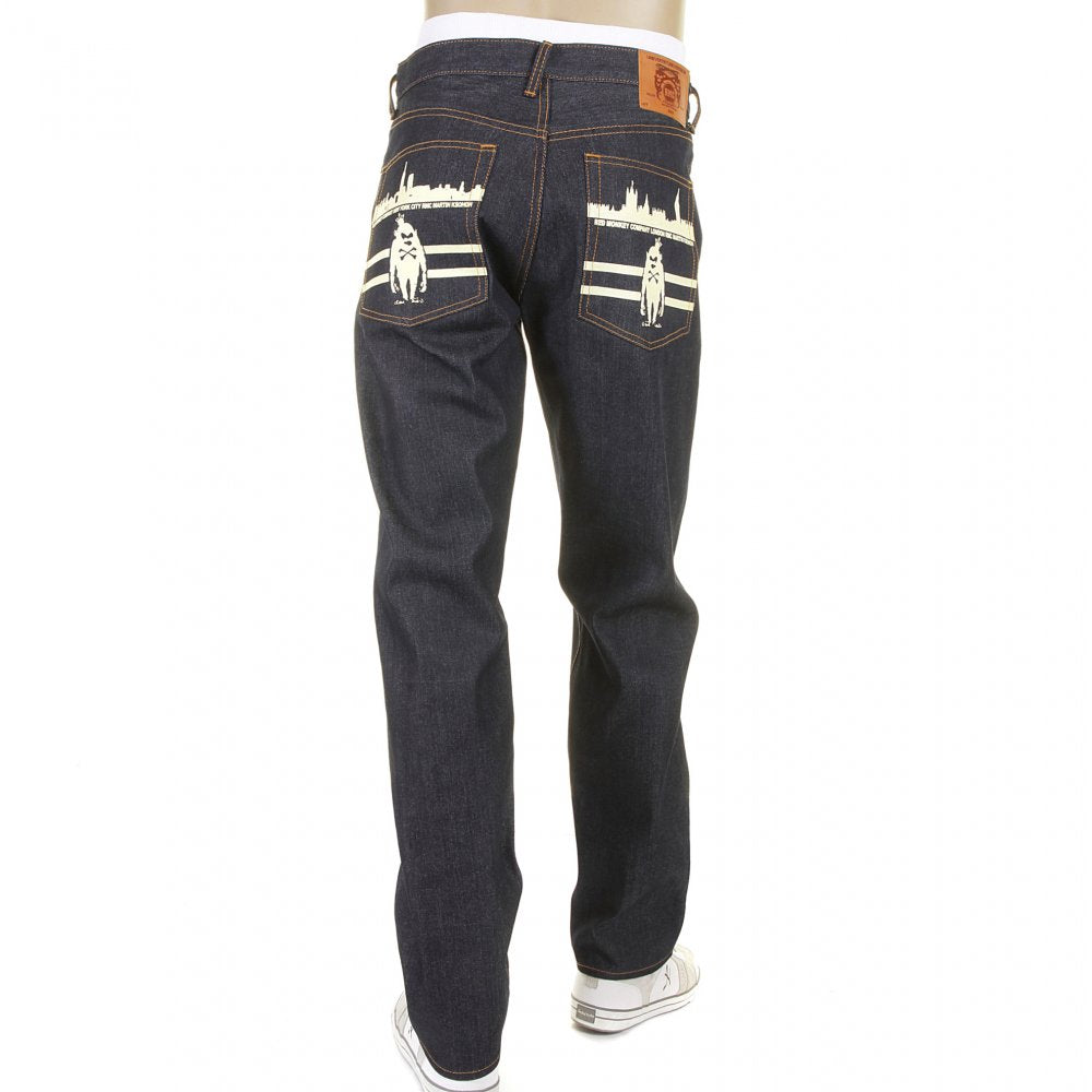 Mens New York and London Dark Indigo Raw Denim Jeans