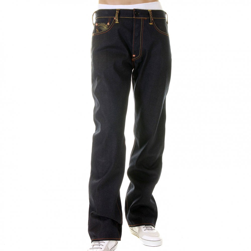 Vintage Cut Dark Indigo Selvedge Raw Denim Jeans for Men