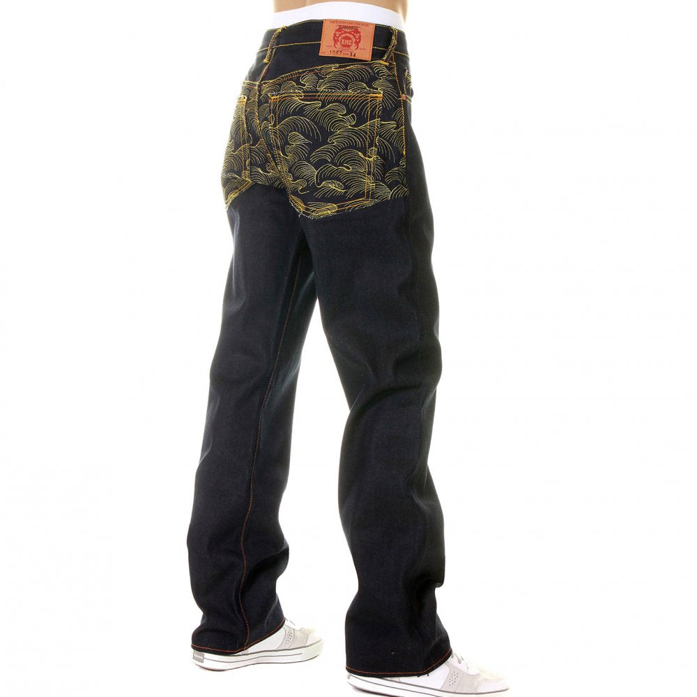 Vintage Cut Dark Indigo Selvedge Raw Denim Jeans for Men