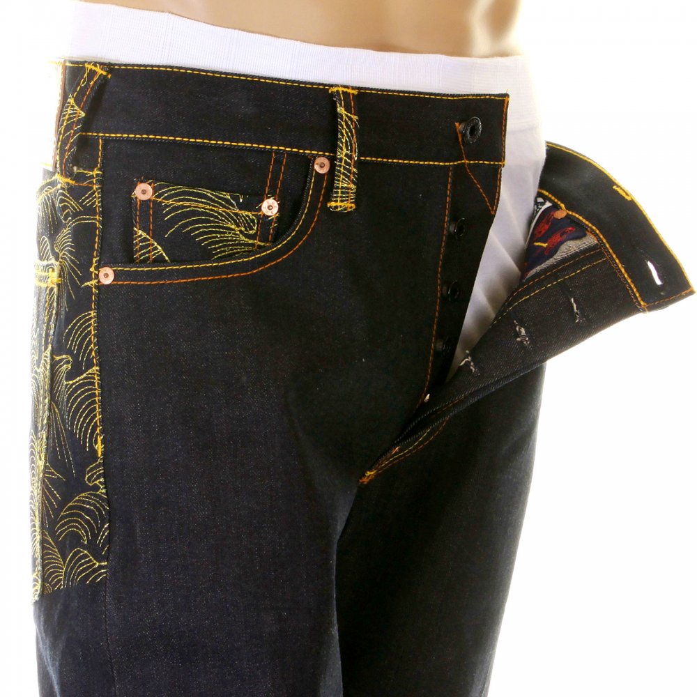 Vintage Cut Dark Indigo Selvedge Raw Denim Jeans for Men
