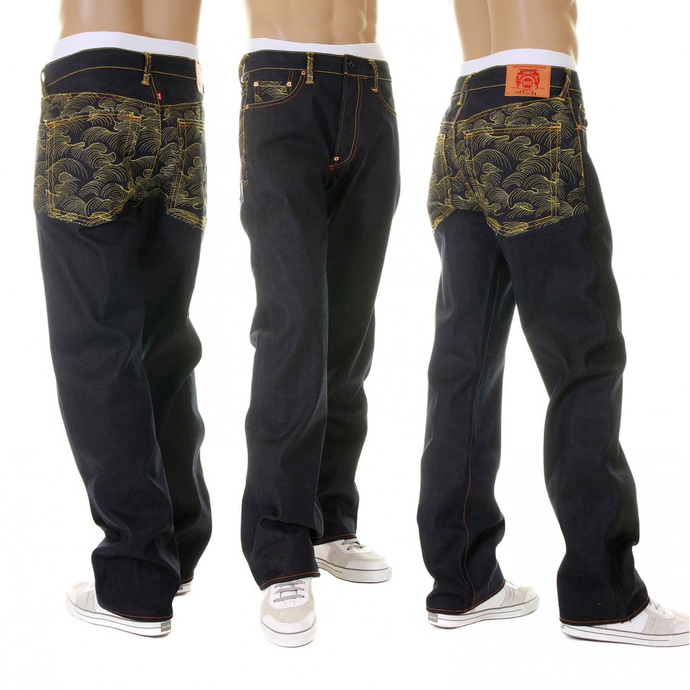 Vintage Cut Dark Indigo Selvedge Raw Denim Jeans for Men