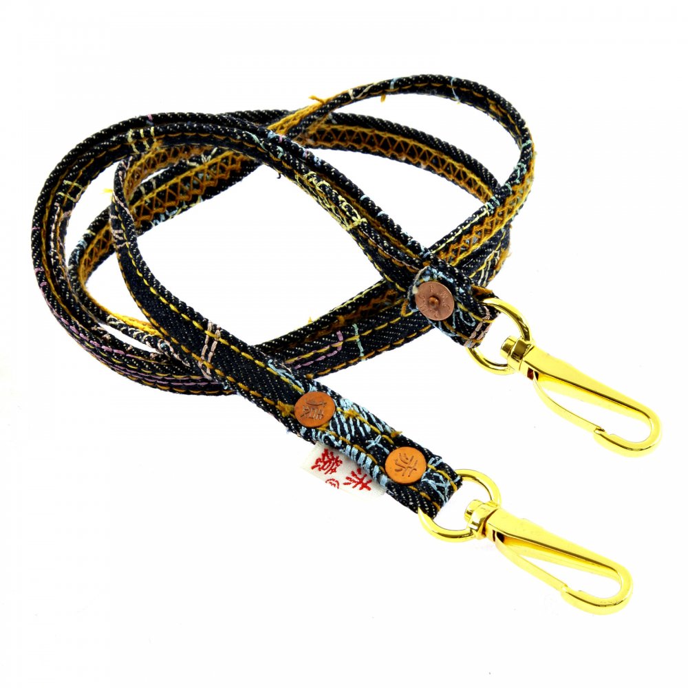 Denim and Embroidered Toyo Boxed Lanyard Key Chain