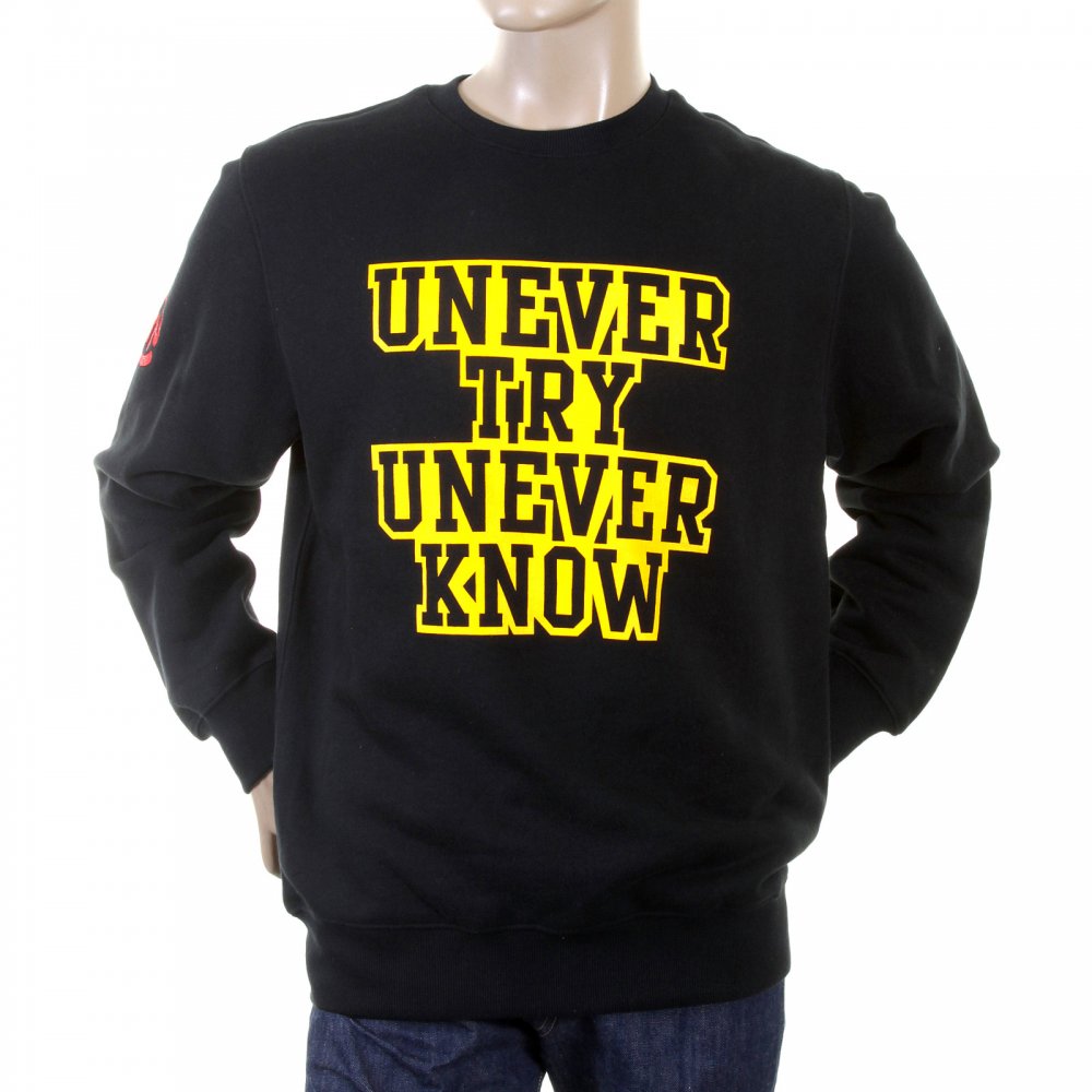 Black Crew Neck Large Fitting Sweatshirt For Men
