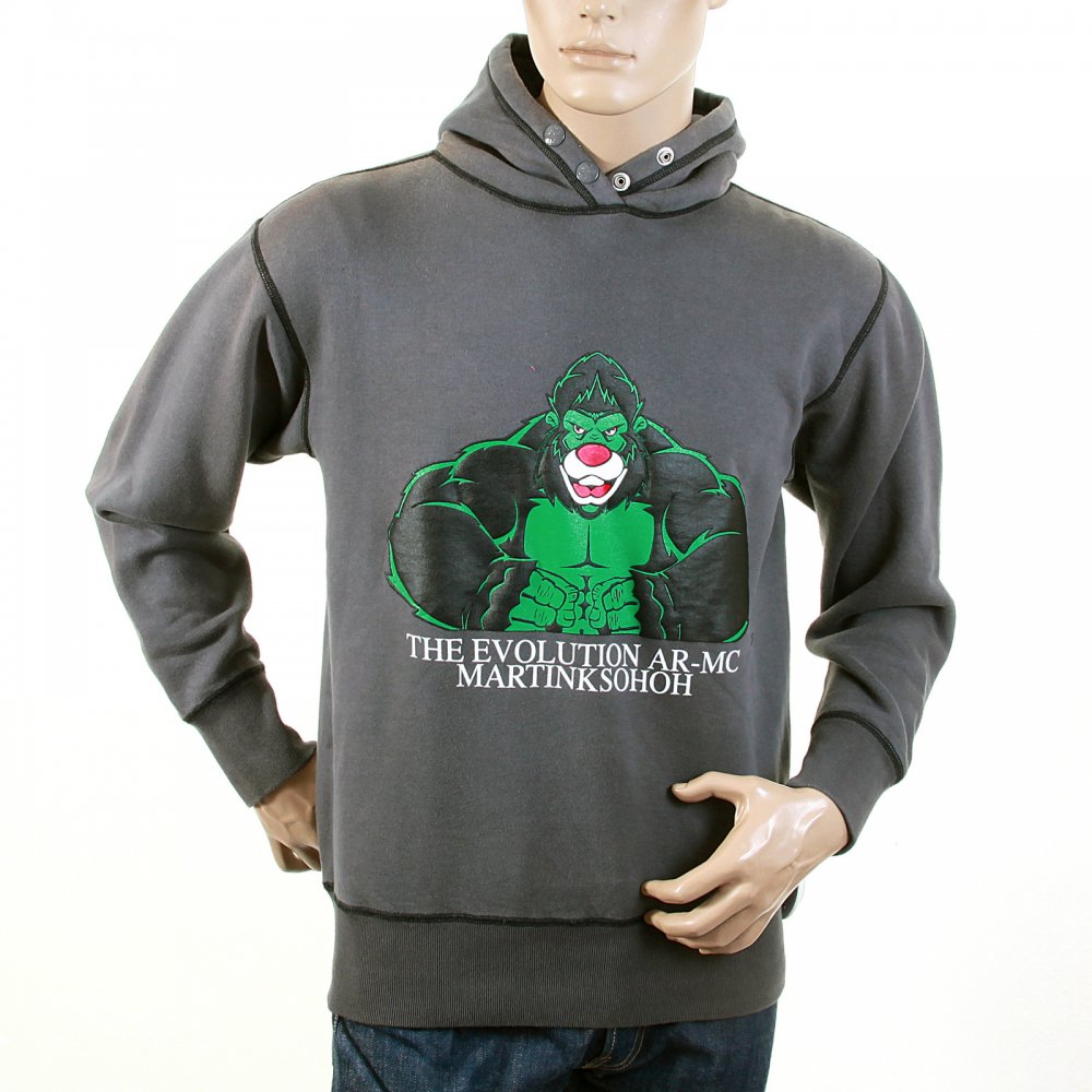 Mens Slate Grey Over Head Large Fitting Hoody Sweatshirt