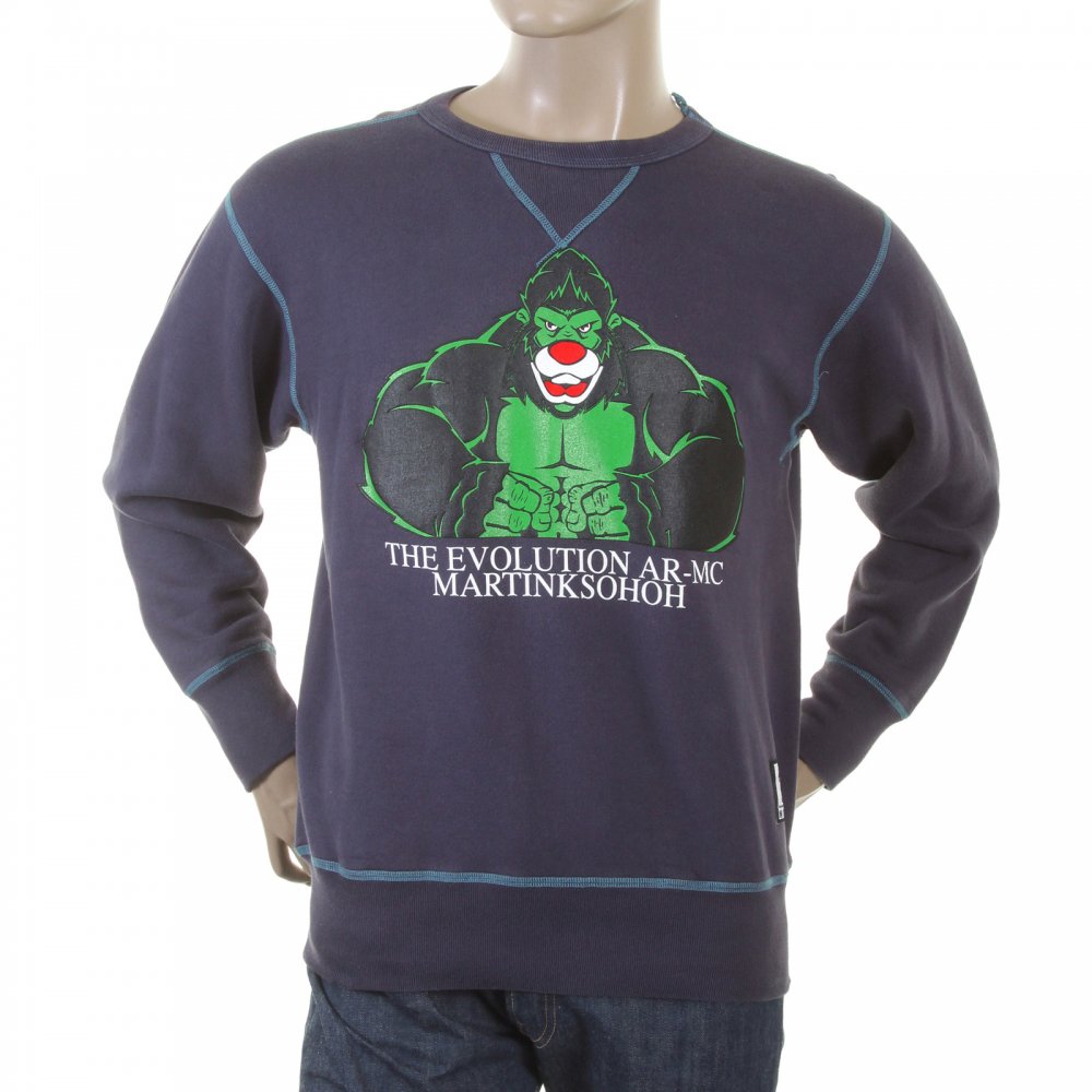 Navy Blue Crew Neck Large Fitting Sweatshirt for Men