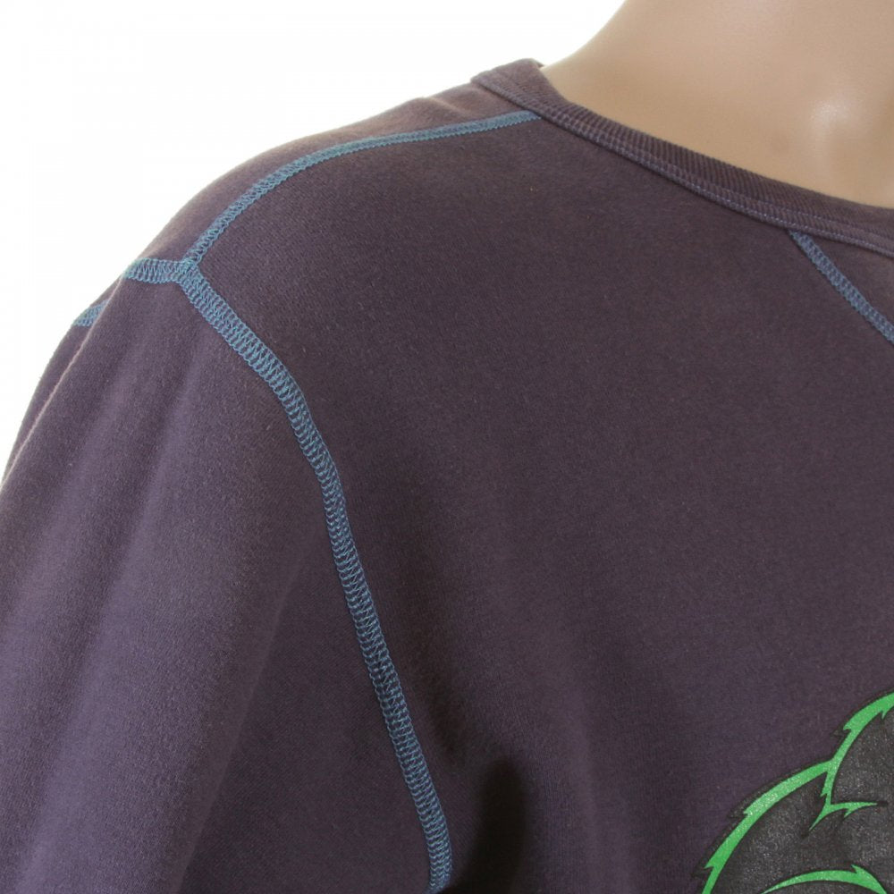 Navy Blue Crew Neck Large Fitting Sweatshirt for Men