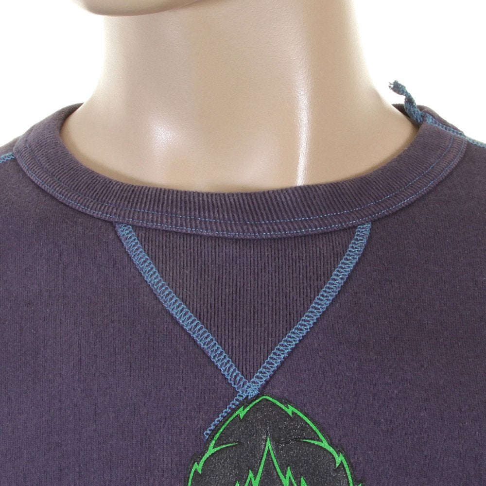 Navy Blue Crew Neck Large Fitting Sweatshirt for Men