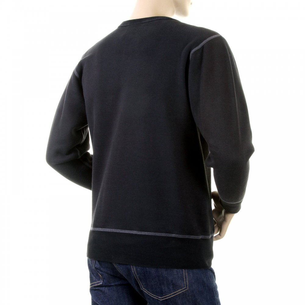 Mens Black Crew Neck Large Fitting Sweat Shirt