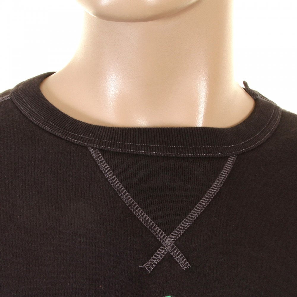 Mens Black Crew Neck Large Fitting Sweat Shirt