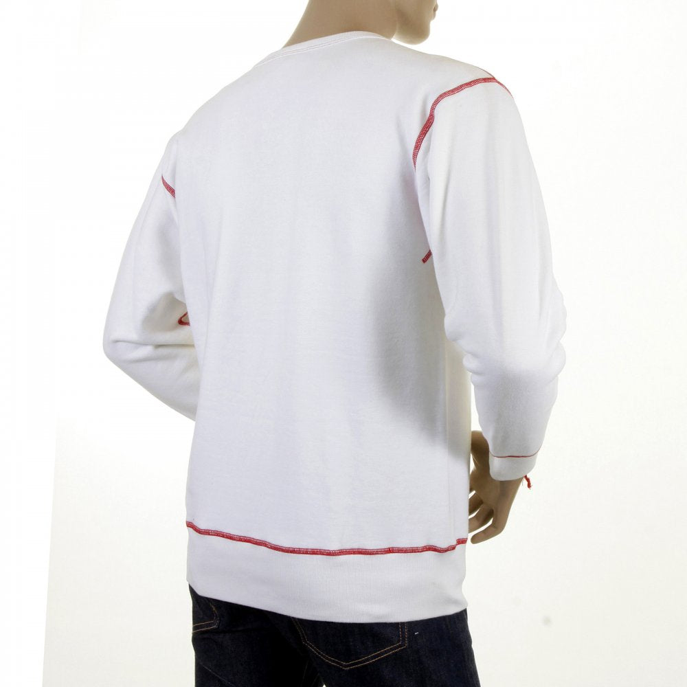 Mens White Crew Neck Large Fitting Sweatshirt