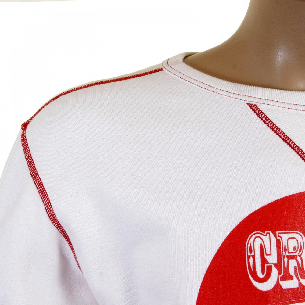 Mens White Crew Neck Large Fitting Sweatshirt