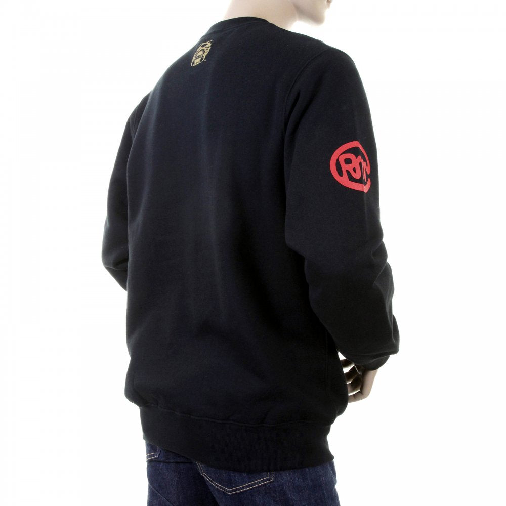 Mens Black Crew Neck Large Fitting Sweat Shirt