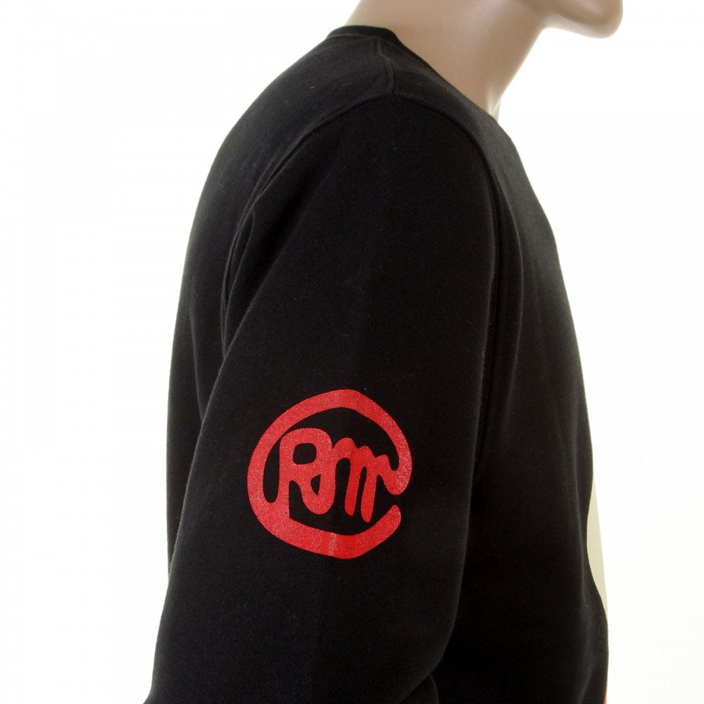Mens Black Crew Neck Large Fitting Sweat Shirt