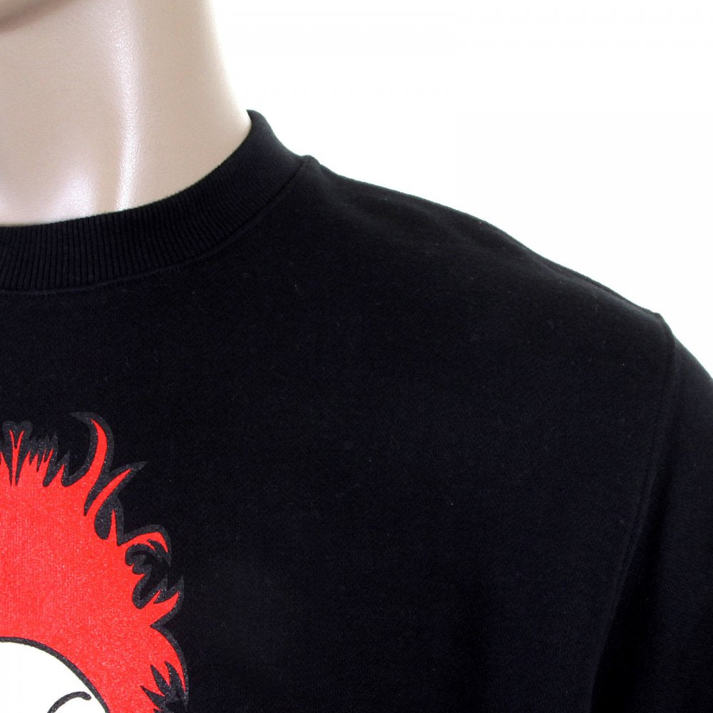 Mens Black Crew Neck Large Fitting Sweat Shirt