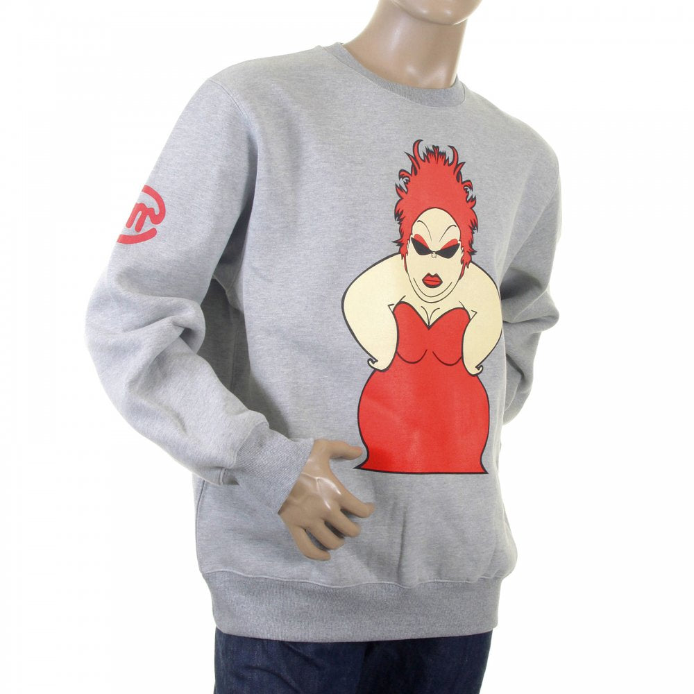 Mens Marl Grey Crew Neck Large Fitting Sweatshirt