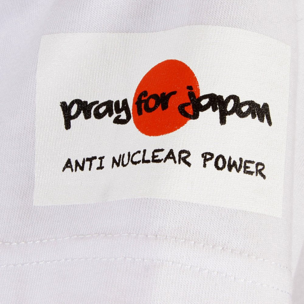 White Kamon T Shirt with Navy Blue Print