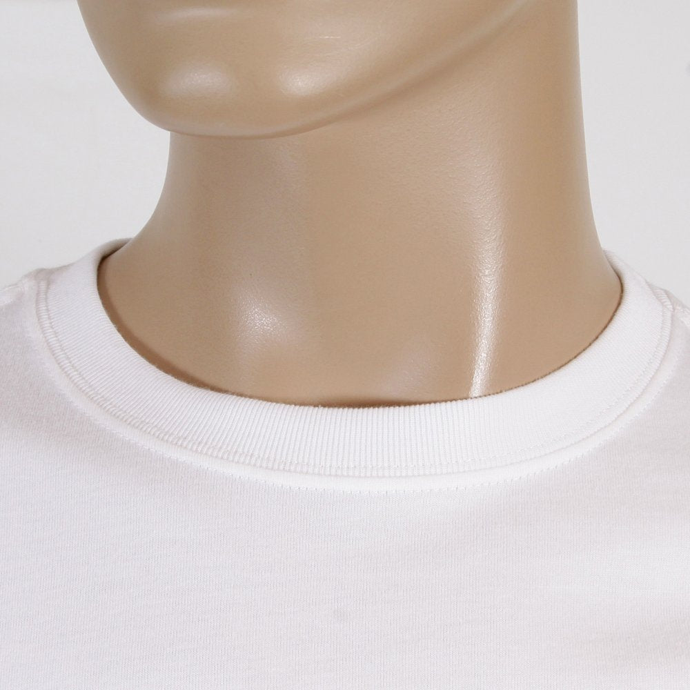 White Kamon T Shirt with Navy Blue Print