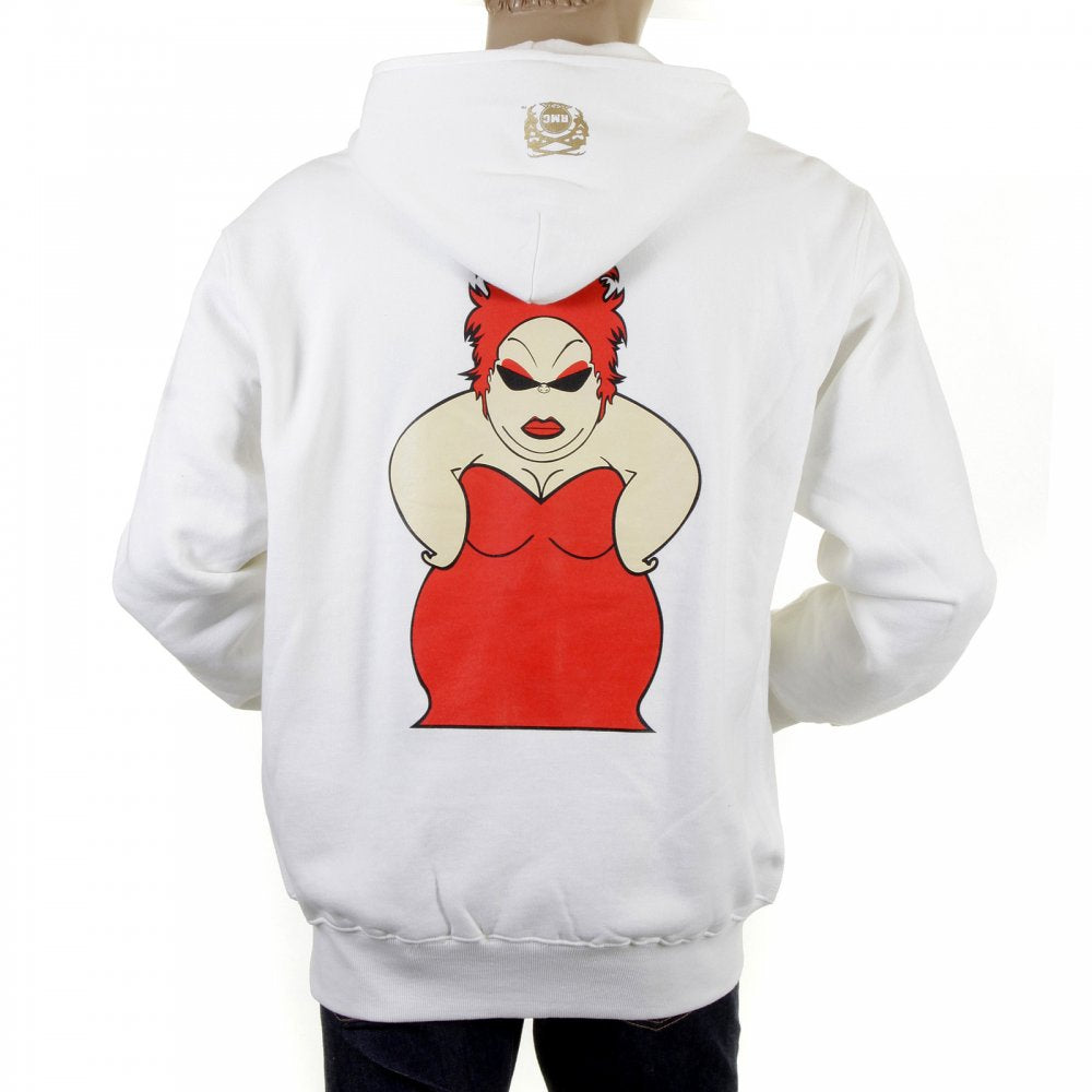 Mens White Hooded Zipped Regular Fit Sweatshirt