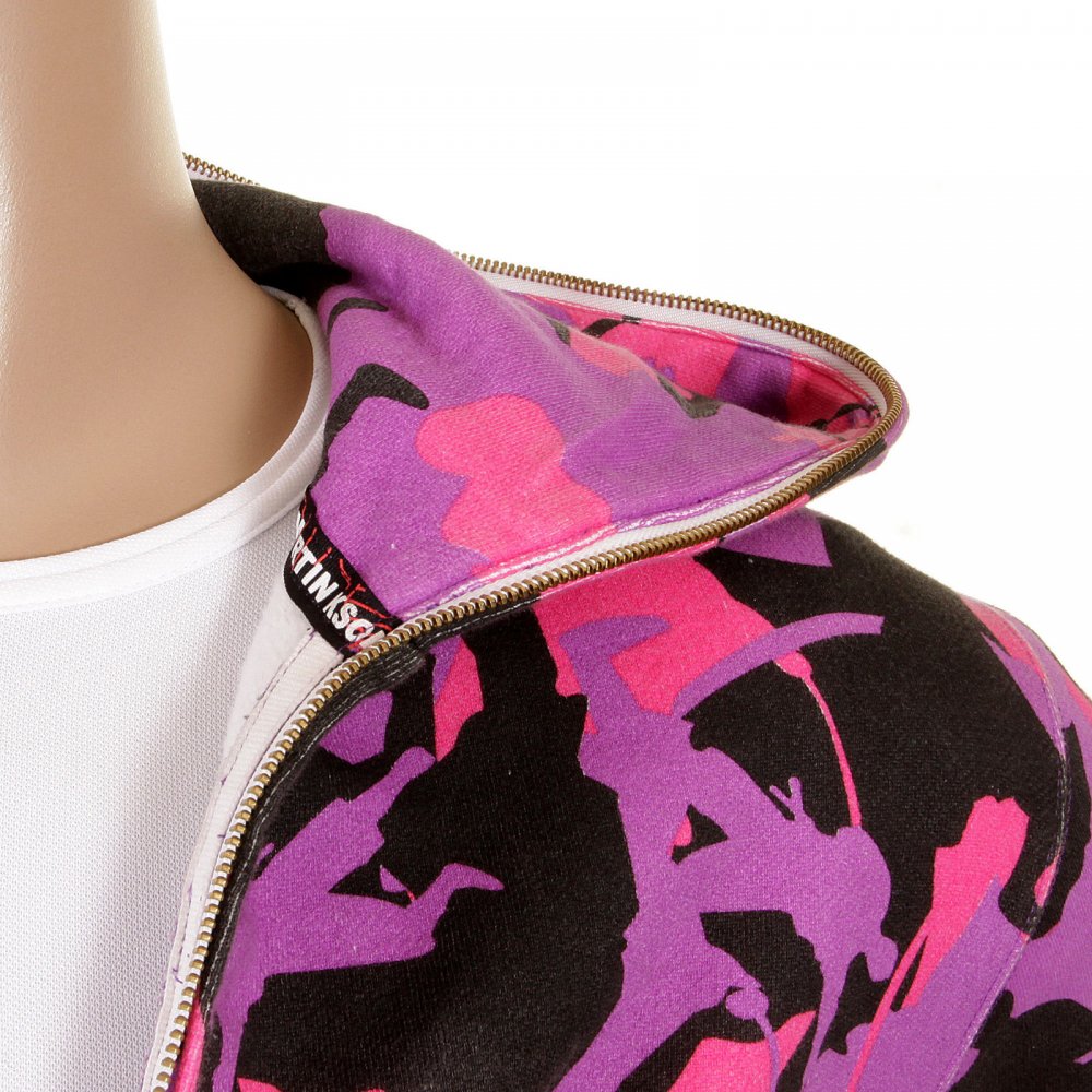 Mens Purple Pink and Black Samurai Camo Hooded Regular Fit Zipped Sweatshirt