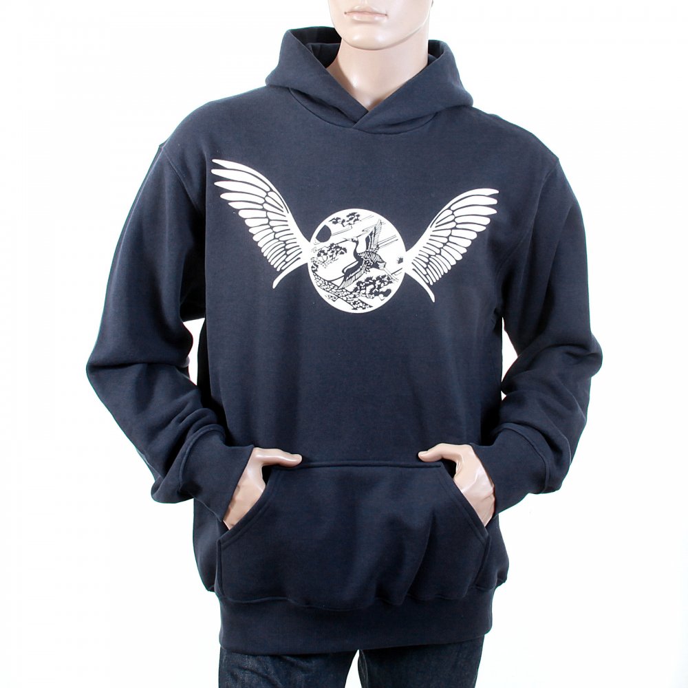 Navy Overhead Large Fitting Hooded Sweatshirt for Men