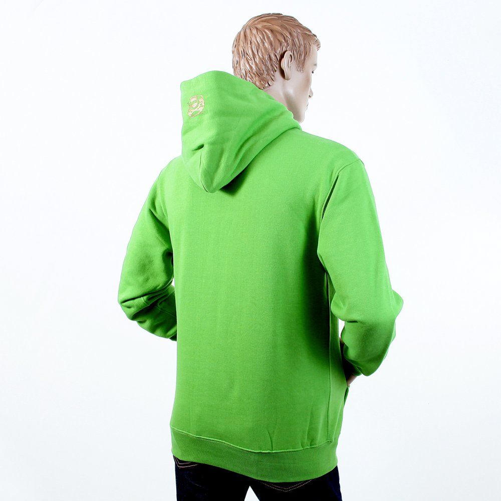Mens Overhead Large Fitting Hooded Sweatshirt in Lime Green