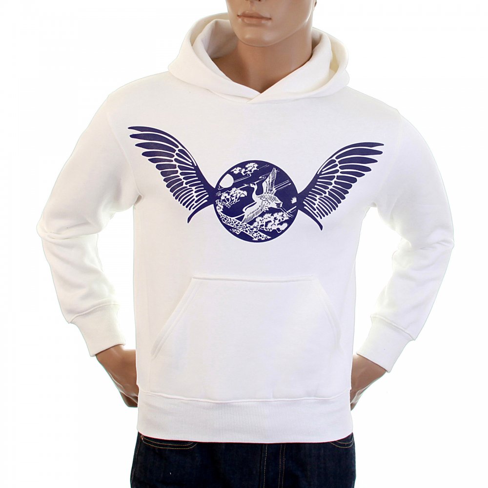 Mens White Over Head Large Fitting Hooded Sweatshirts