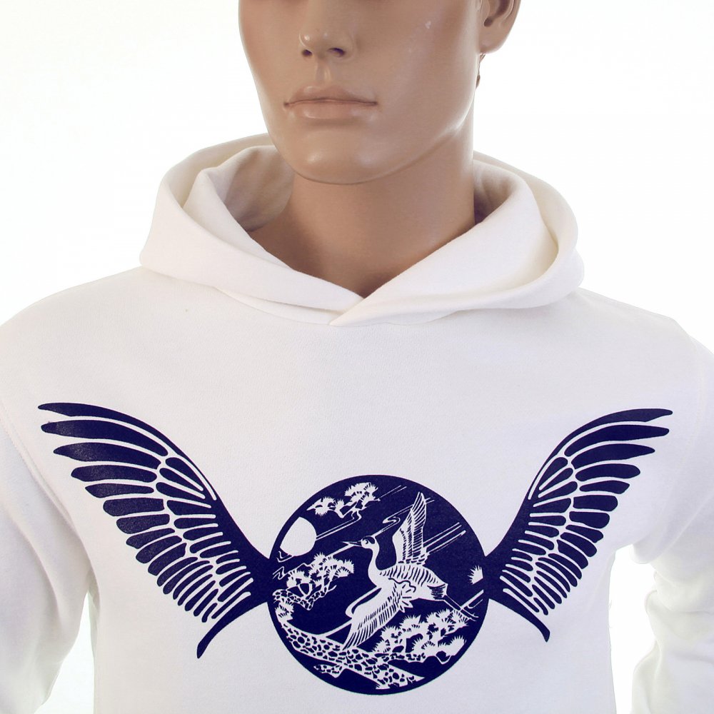 Mens White Over Head Large Fitting Hooded Sweatshirts