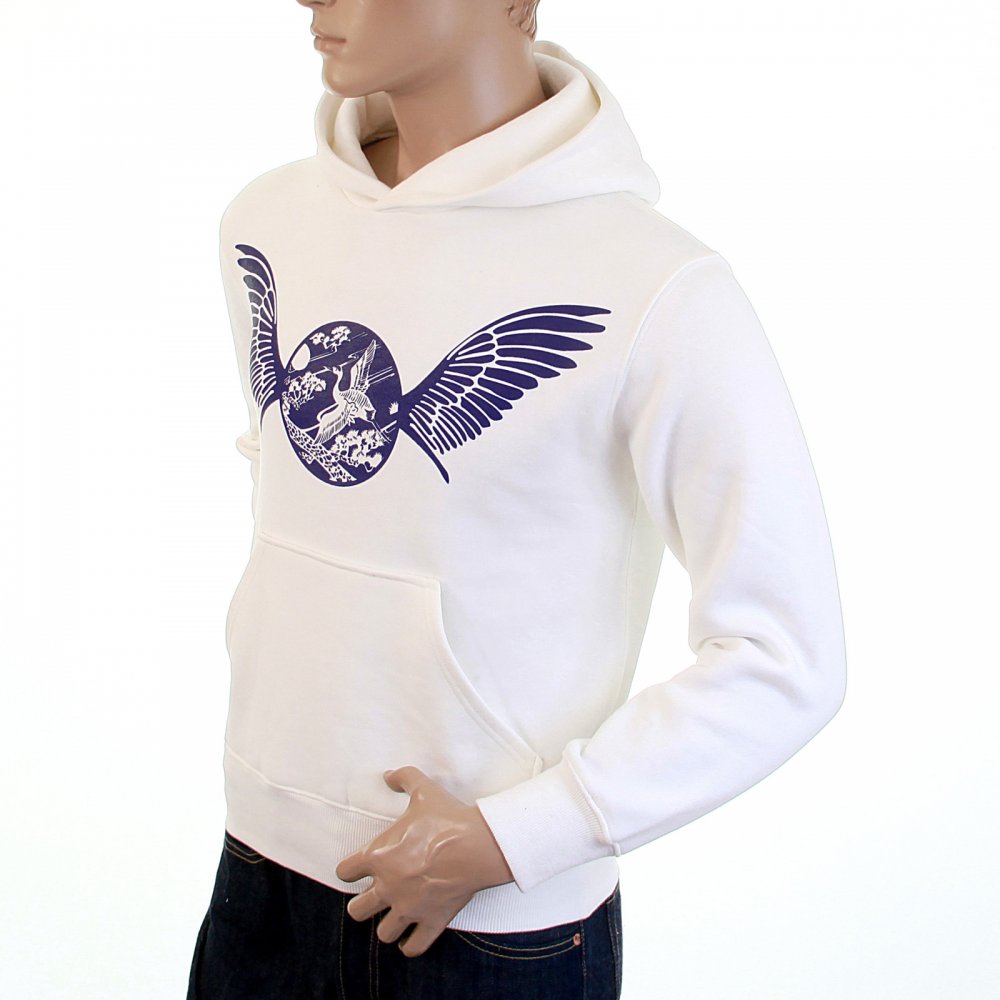 Mens White Over Head Large Fitting Hooded Sweatshirts
