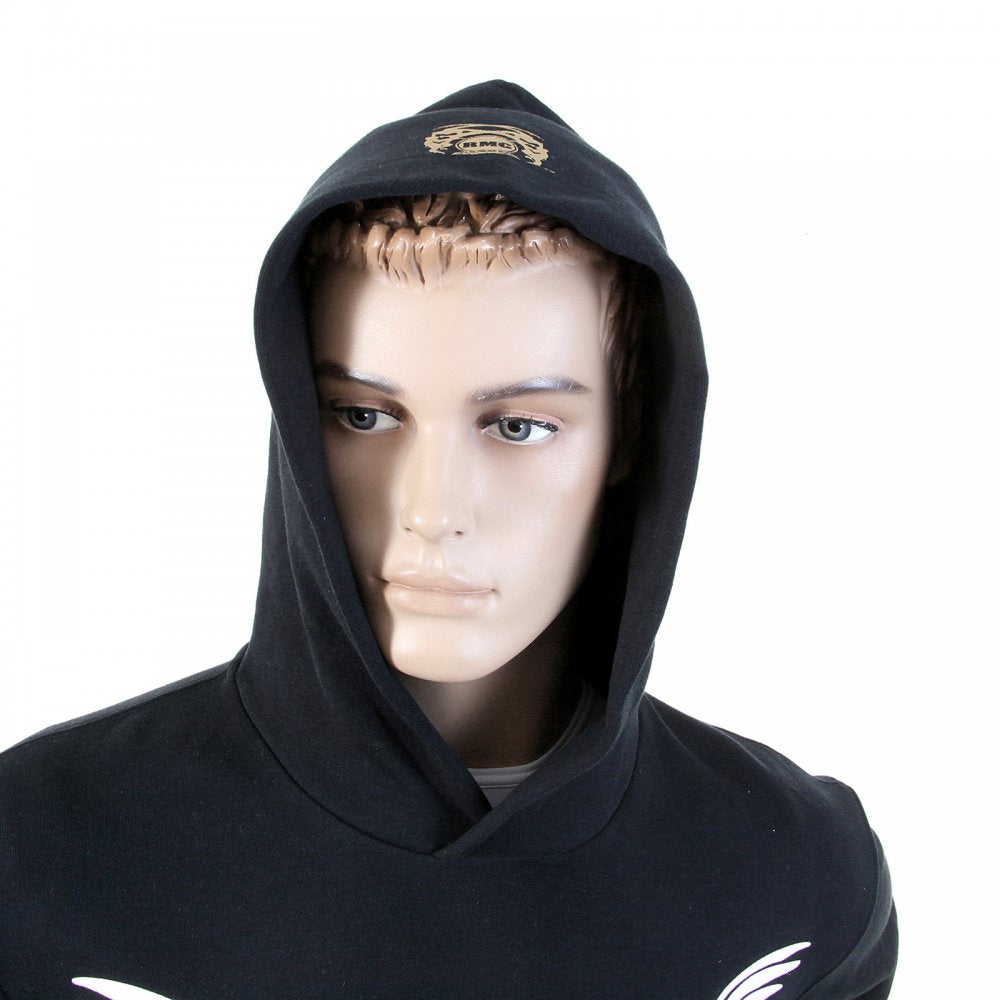 Mens Overhead Large Fitting Hooded Sweatshirt in Black
