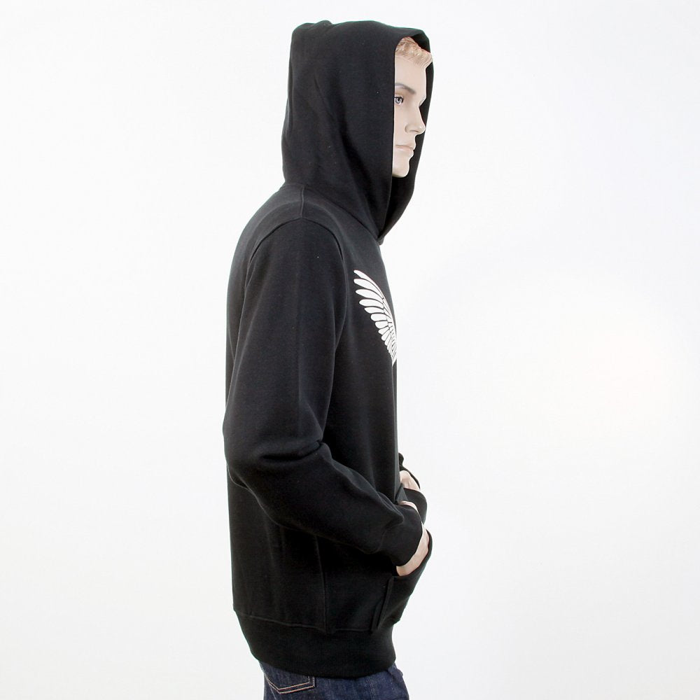 Mens Overhead Large Fitting Hooded Sweatshirt in Black