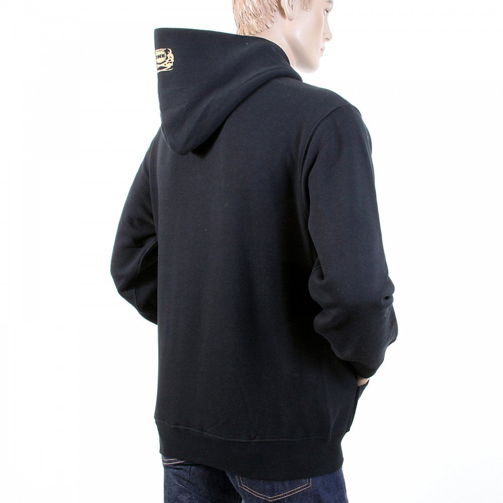 Mens Overhead Large Fitting Hooded Sweatshirt in Black