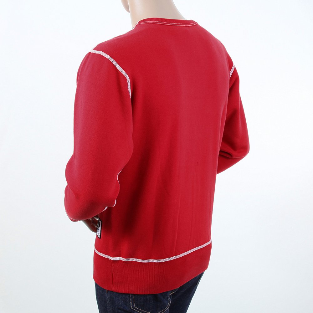 Red Untunk Crew Neck Large Fitting Sweatshirt for Men
