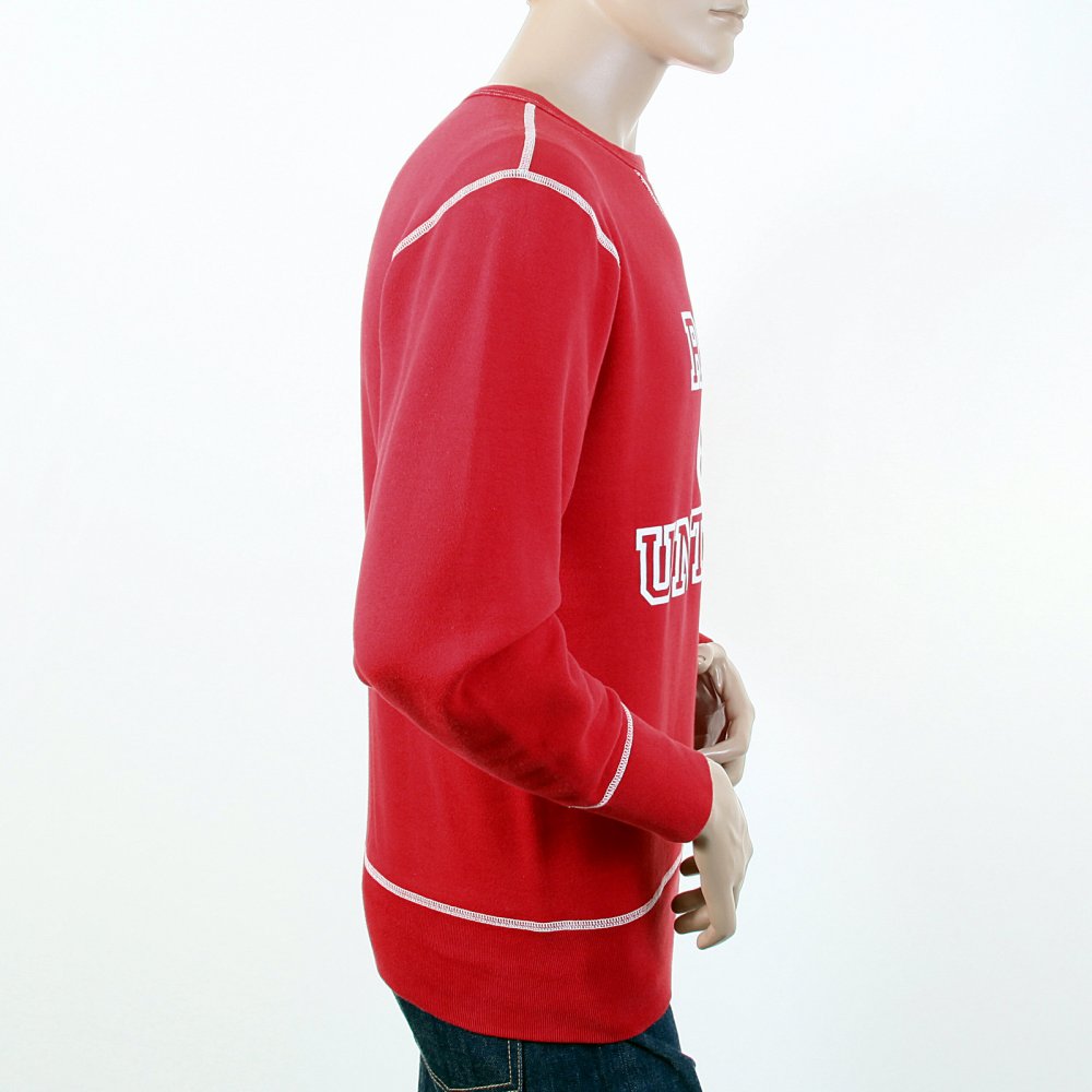 Red Untunk Crew Neck Large Fitting Sweatshirt for Men
