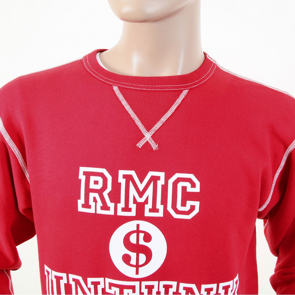 Red Untunk Crew Neck Large Fitting Sweatshirt for Men