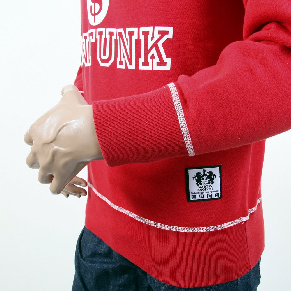 Red Untunk Crew Neck Large Fitting Sweatshirt for Men