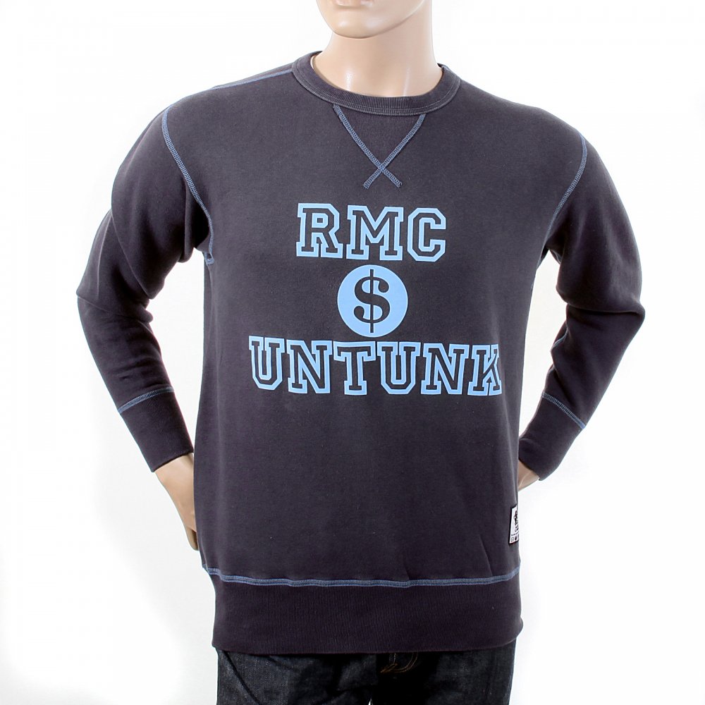 Navy Untunk Crew Neck Large Fitting Sweatshirt for Men