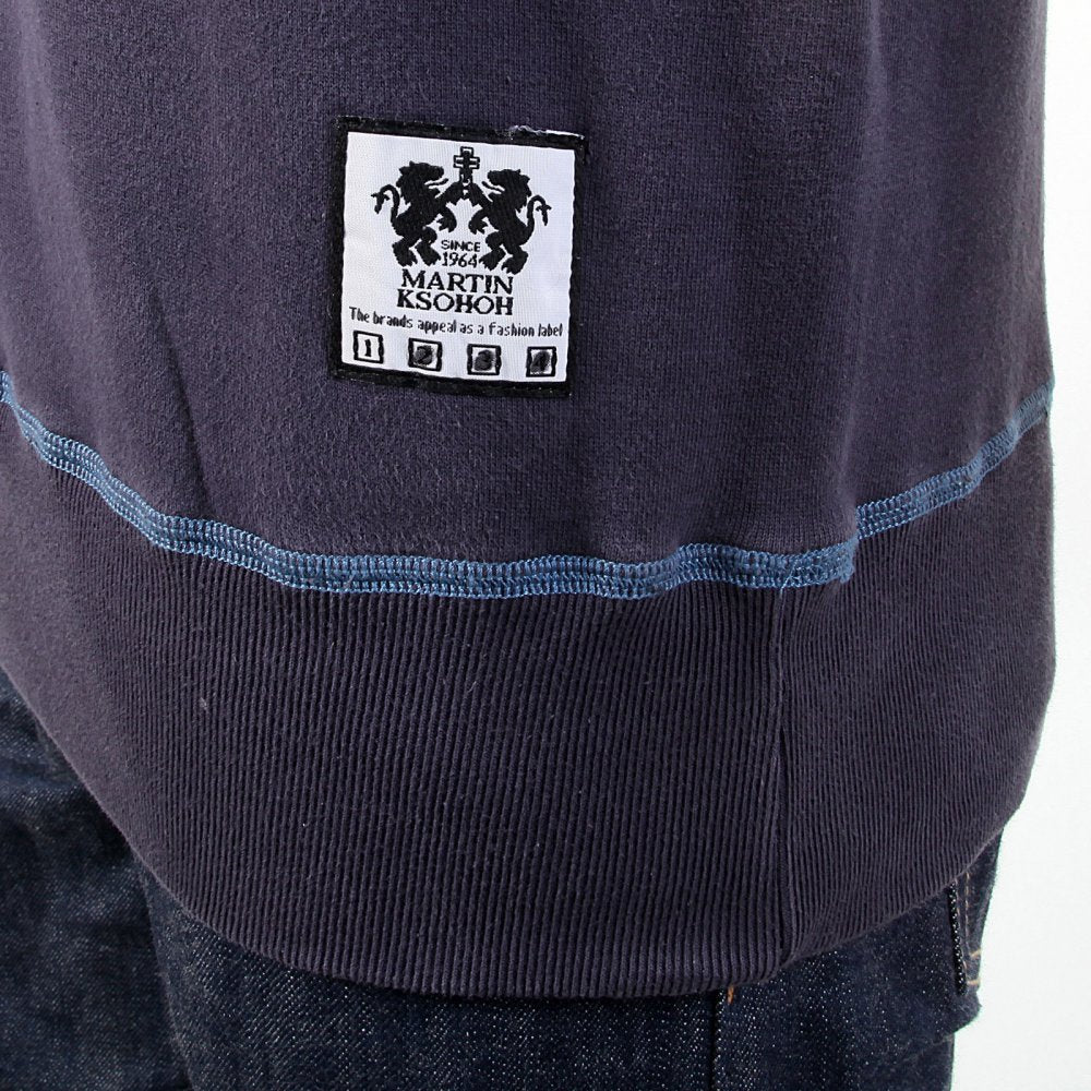 Navy Untunk Crew Neck Large Fitting Sweatshirt for Men