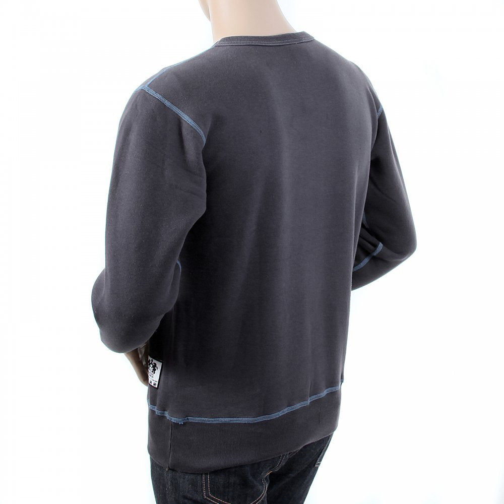 Navy Untunk Crew Neck Large Fitting Sweatshirt for Men