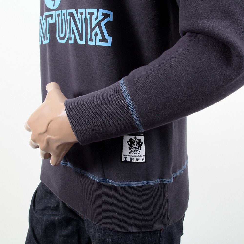 Navy Untunk Crew Neck Large Fitting Sweatshirt for Men