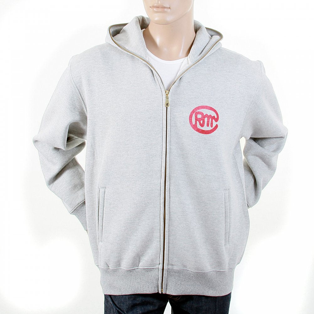 Mens Marl Grey Large Fitting Zipped Front Hooded Sweatshirt