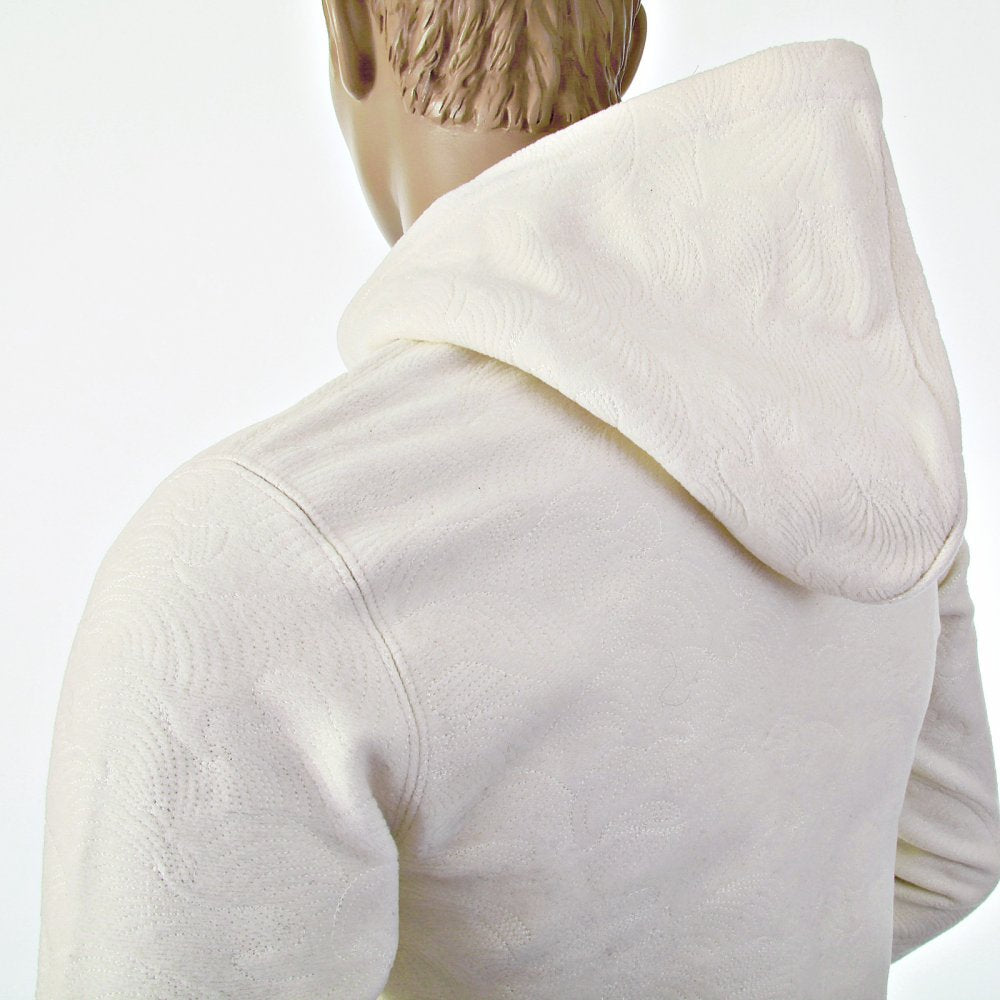 Ivory Wool Mix Regular Fit Zipped Front Hooded Jacket for Men
