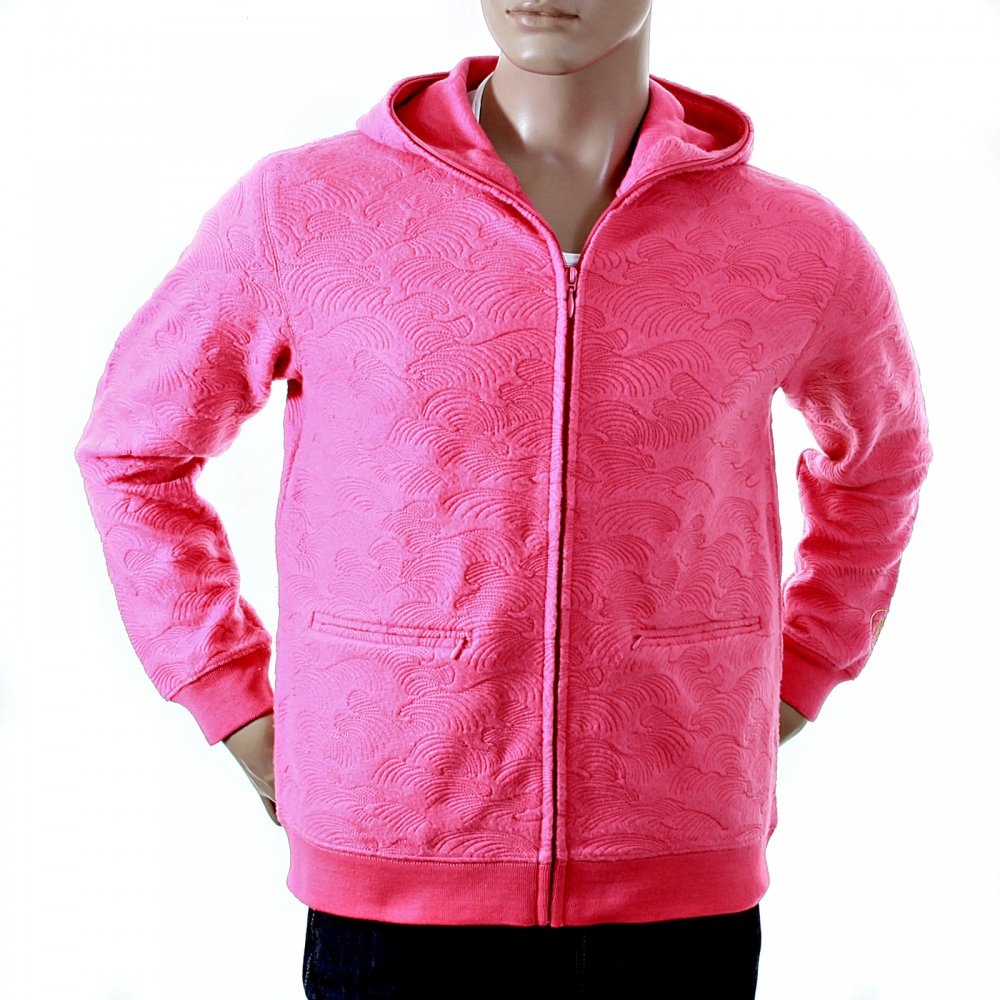 Mens Pink Large Fitting Zipped Hooded Sweatshirt